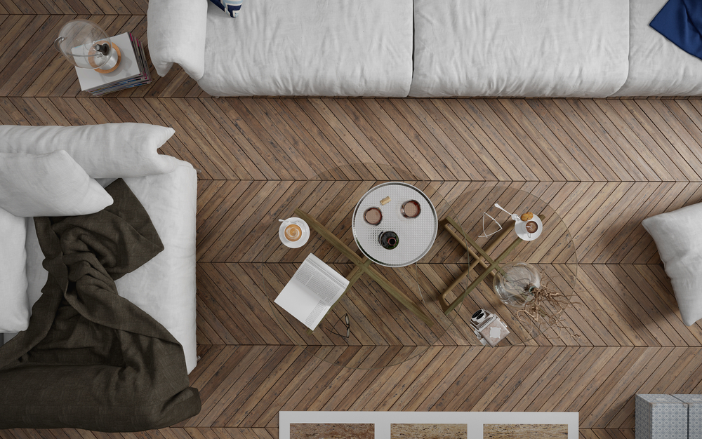 Top view of coffee table in the living room
